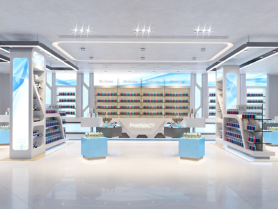 Pharmacy interior design by Point Dos Interiors
