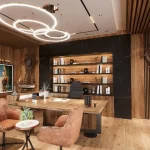 تصميم مكتب مودرن عصري مع هوية بصرية للشركة modern office interior design
